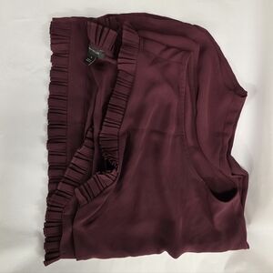 Ann Taylor Burgandy Wine Sleeveless Shell flowy Button Blouse Size M
